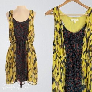 Staring at Stars Yellow and Black Patterned Sleeveless Dress Size Large Summer